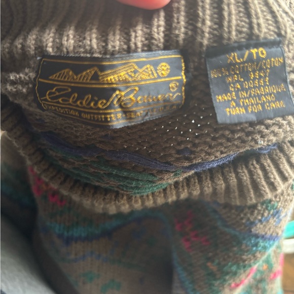 Eddie Bauer vintage Multicolor Patterned Sweater XL 100% cotton - Picture 2 of 6